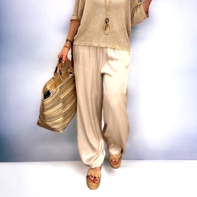 PANTALÓN PALAZZO RASO "CHAMPAGNE"