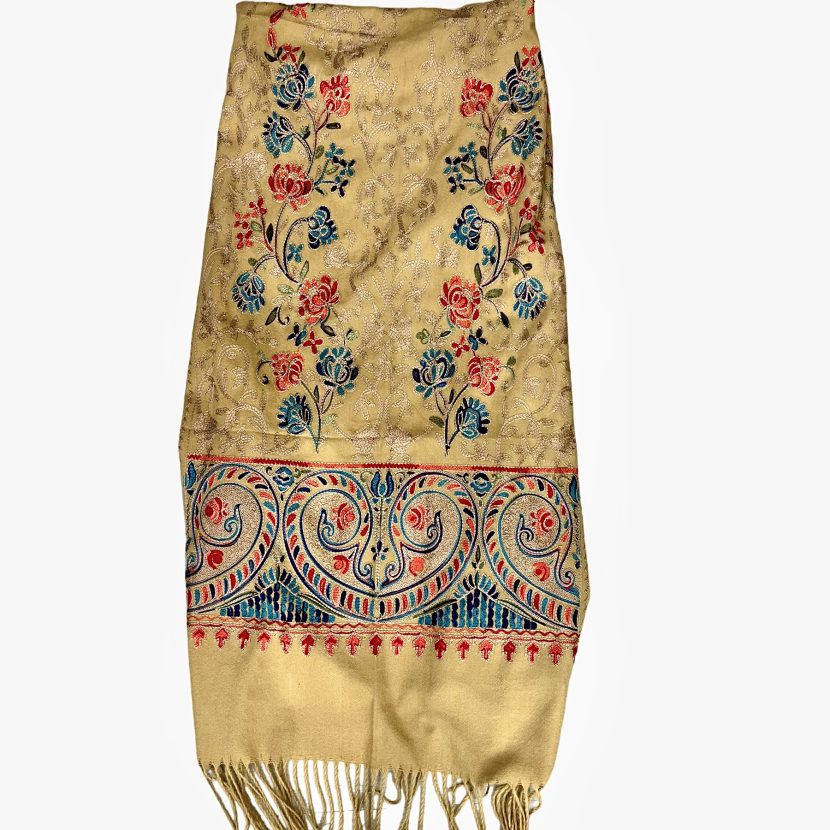 Pashmina bordado flores “MADRID” CAMEL