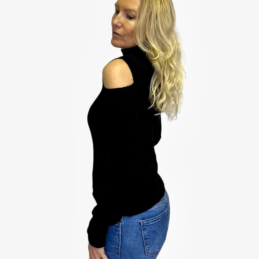 Jersey de punto con hombro descubierto “CUBA” NEGRO