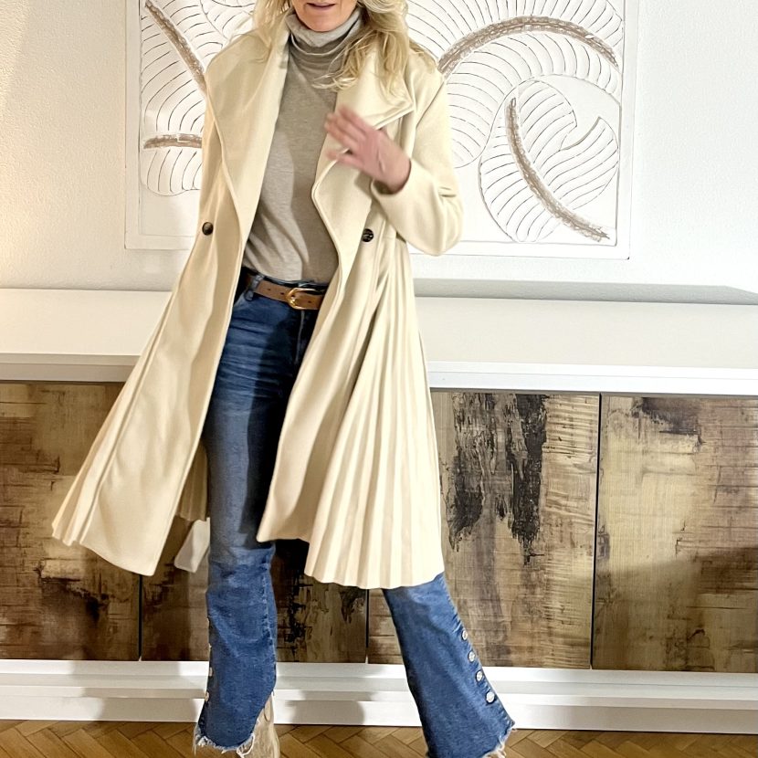 Abrigo tableado “SIDNEY” Beige