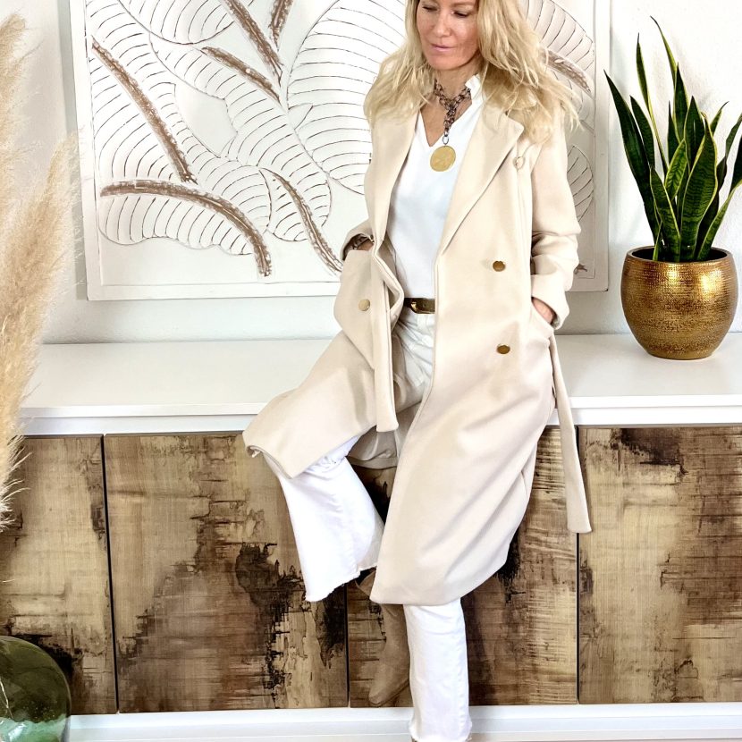 Abrigo largo midi “SILVA” Beige