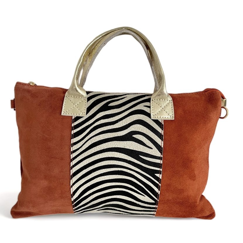 Bolso ante “Cebra” teja