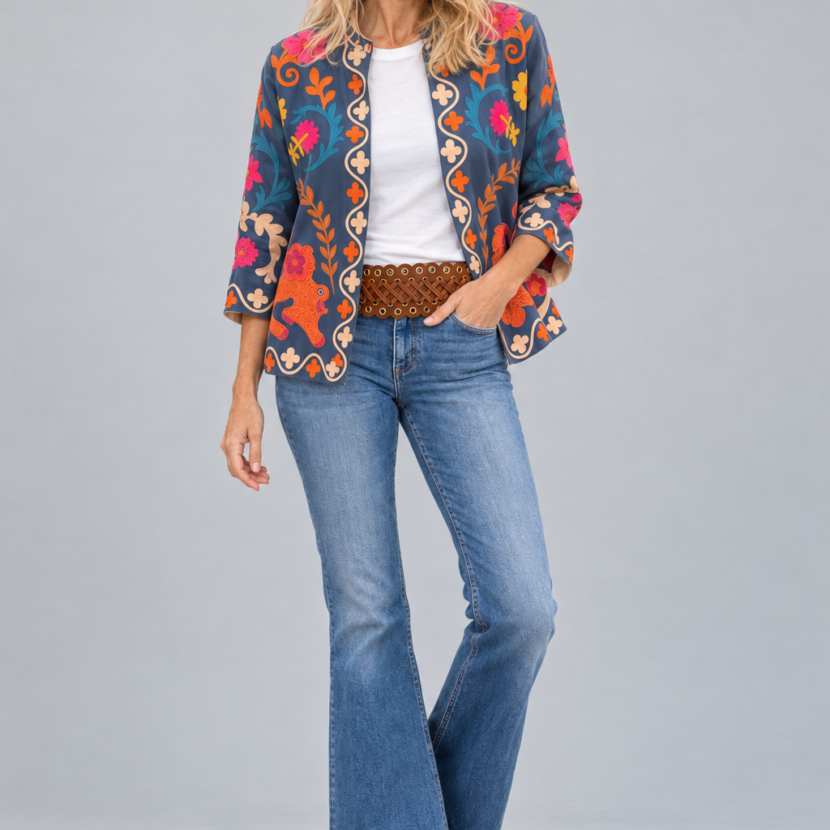 Chaqueta Kiara bordada multicolor, vista frontal